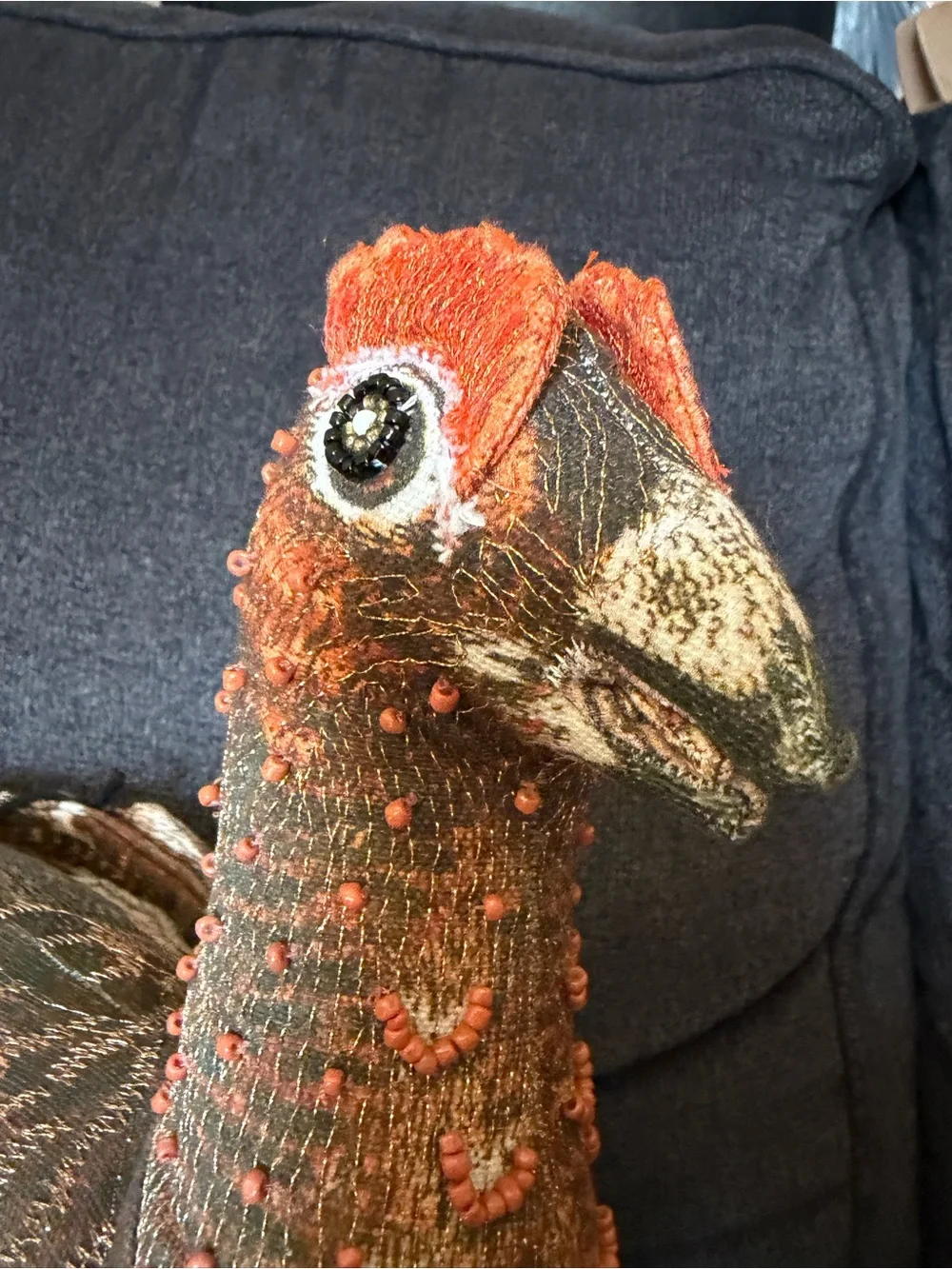Handcrafted Brown & Orange grouse Decorative Bird pillow for Home